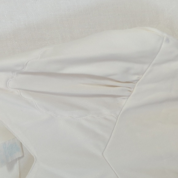 🍉 Vintage Movie Star Bone White Satin Slip Dress Midi Length Size 36 Ave - Picture 4 of 5